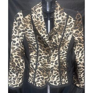Chico's Womens Brown Black Leopard Print Blazer Jacket Size 00 US XS/S